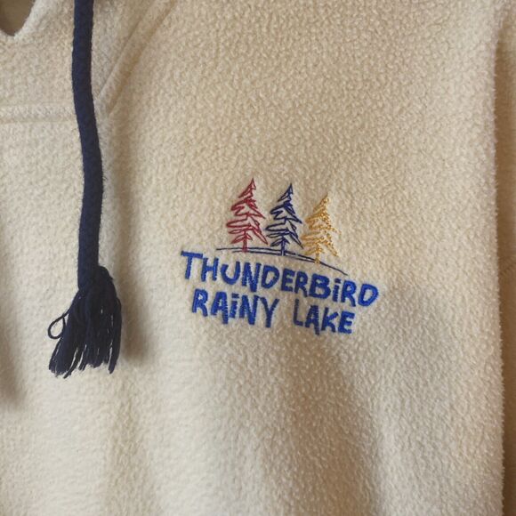 Vintage Thunderbird Rainy Lake Fleece Hoodie Size Medium Benison Pullover - Picture 2 of 12